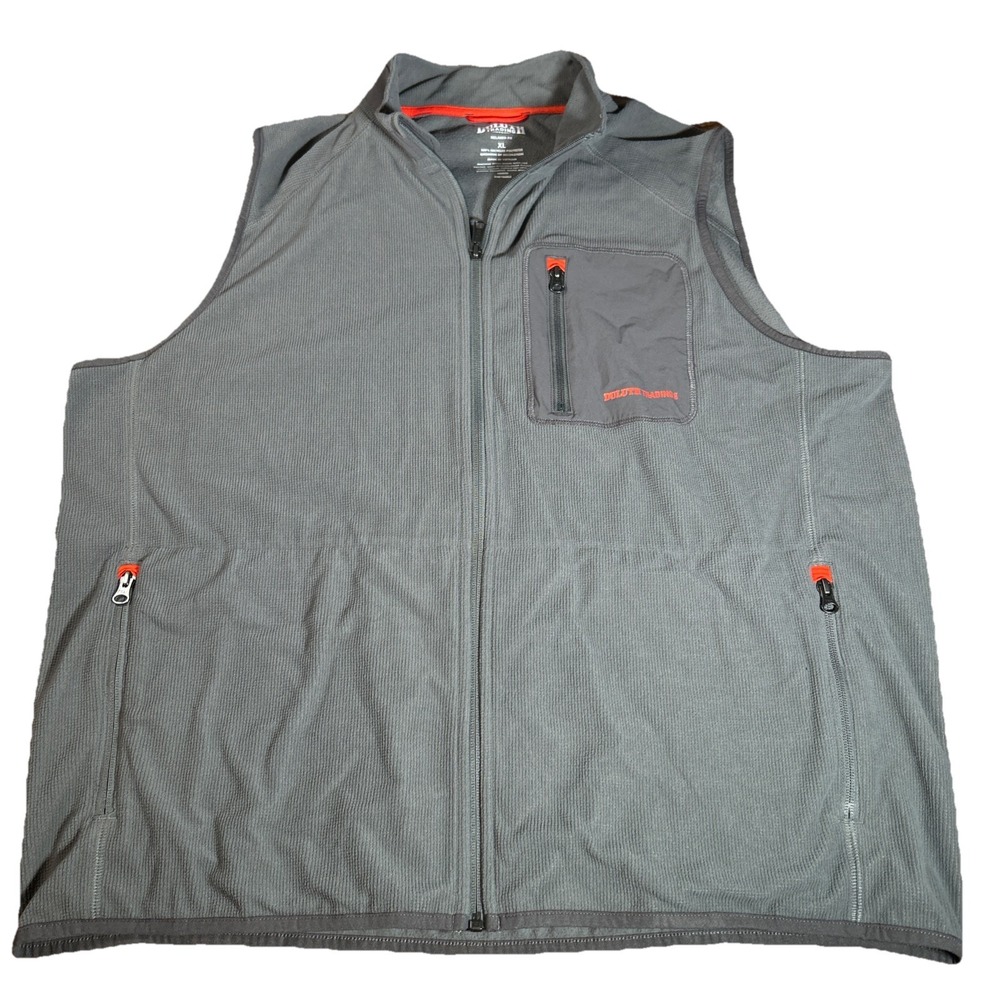 Duluth Trading Co Men's XL True Grid Fleece Full Zip Vest Gray Relaxed Fit
